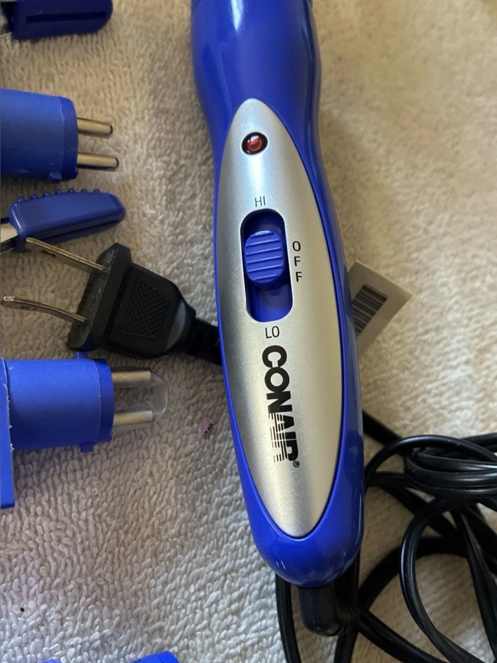 CONAIR Blue 4 in 1 Combo Ceramic Hair Styler Straight-Crimp-Curl-Spiral —Tested
